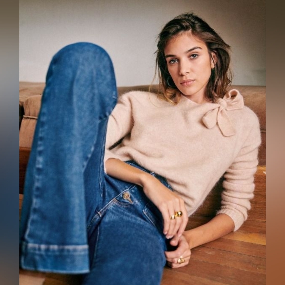 Sezane Zita Mohair Sweater With Collar Tie